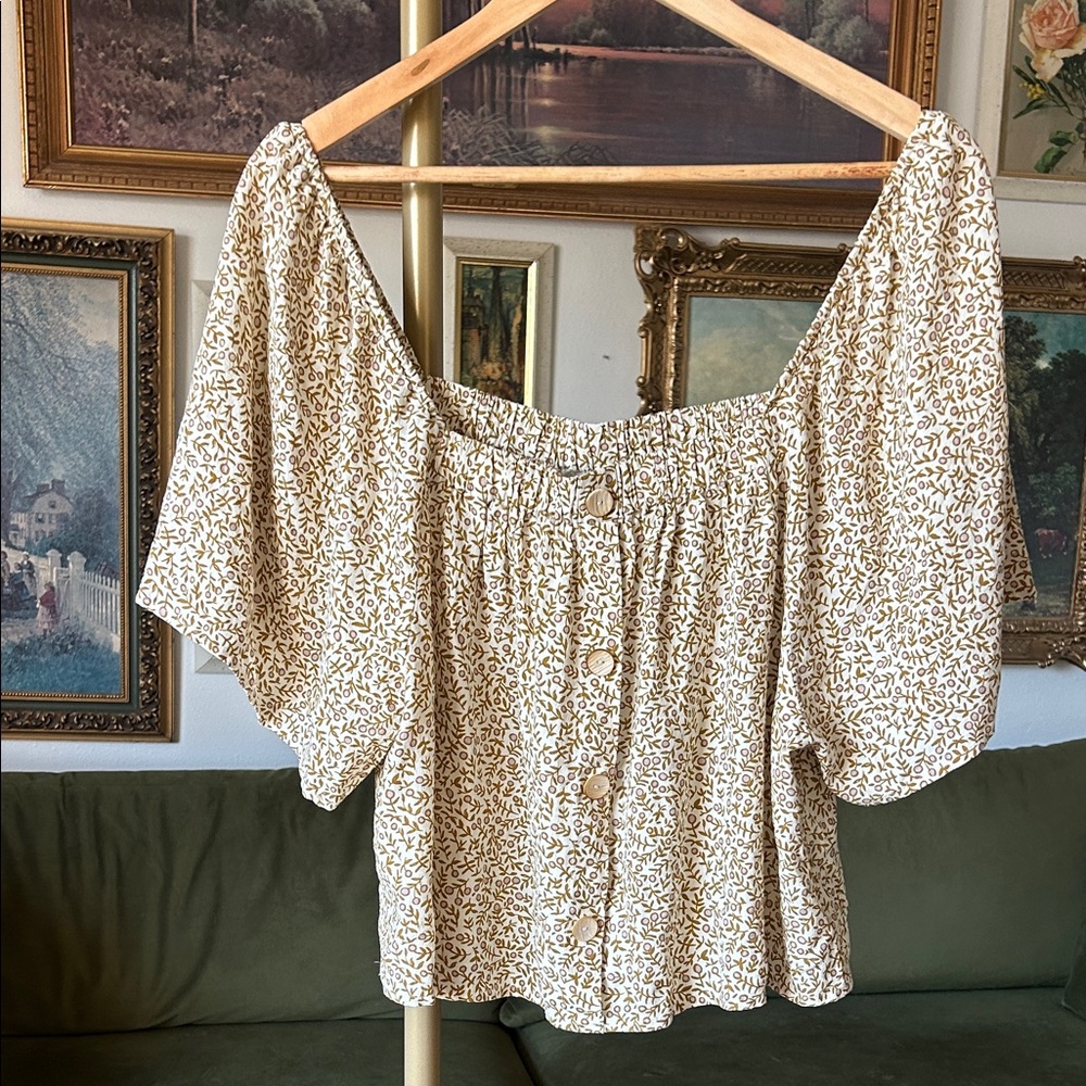 NWT Boho Rylee + Cru Cream Floral Off-Shoulder Blouse